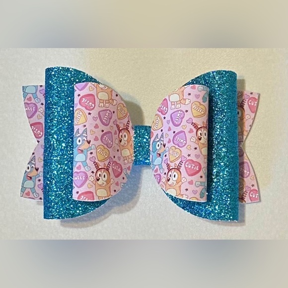 Handmade Other - Valentine’s Bluey Hair Bow Hearts Love Dog Bingo
